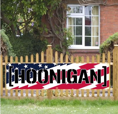 Hoonigan USA flag Garage Banner