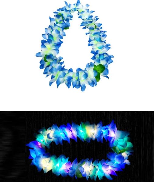 LED Light Up Hawaiian Flowers - Blue