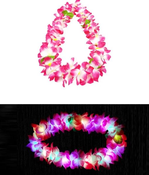 LED Light Up Hawaiian Flowers - Pink
