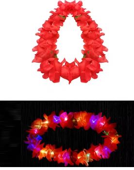 LED Light Up Hawaiian Flowers - Red